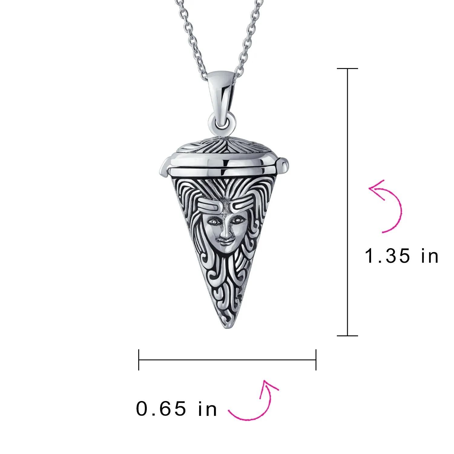 Unisex Sterling Silver Locket Necklace Angel Protector of Mother Earth Design