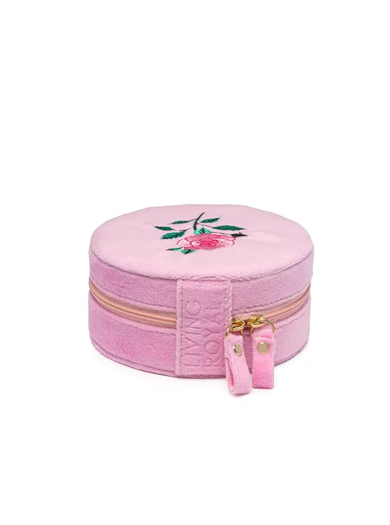 Velvet Jewelry Zip Case - Rose