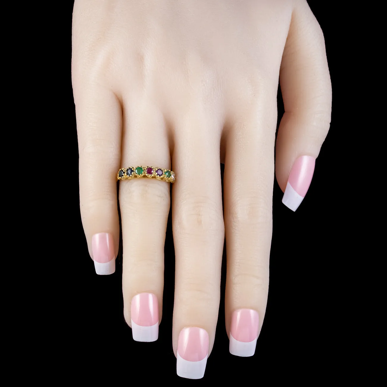 Victorian Style Acrostic Dearest Gemstone Ring