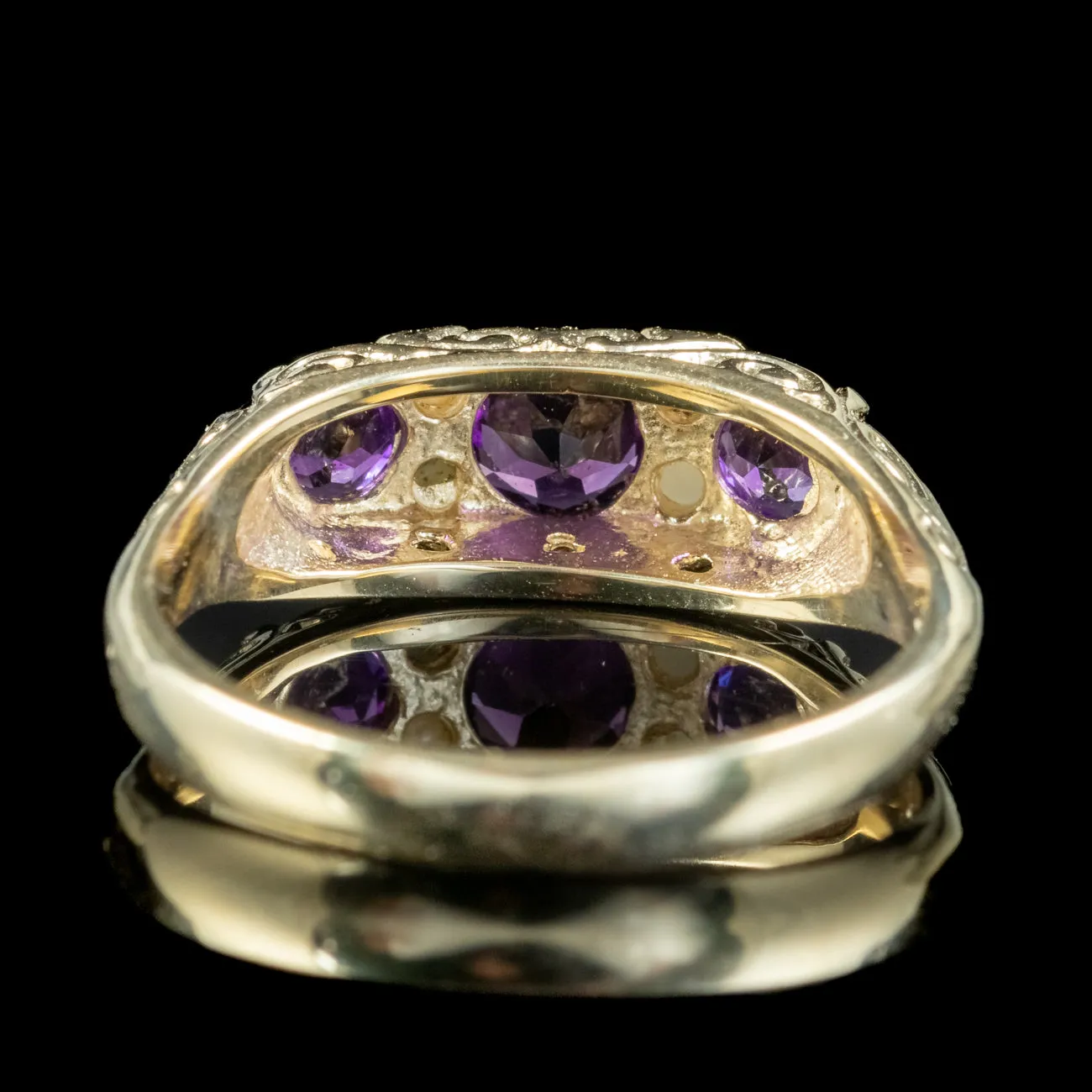 Victorian Style Amethyst Pearl Ring 9ct Gold