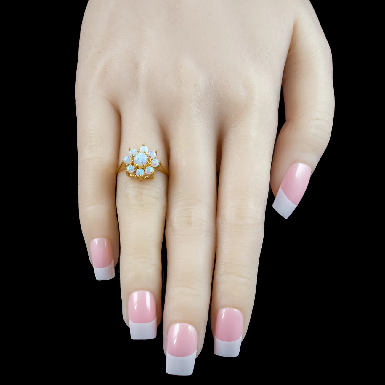 Victorian Style Opal Daisy Cluster Ring