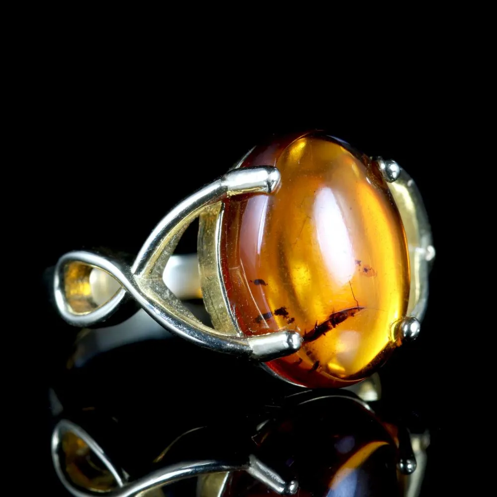 Vintage Amber Ring 9Ct Gold Ring