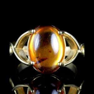 Vintage Amber Ring 9Ct Gold Ring