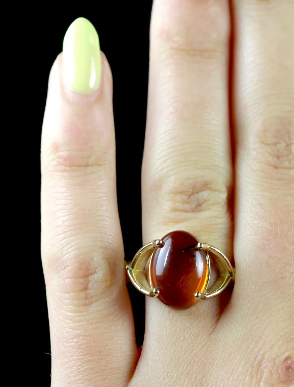 Vintage Amber Ring 9Ct Gold Ring