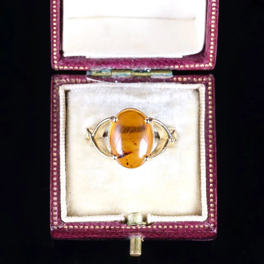 Vintage Amber Ring 9Ct Gold Ring