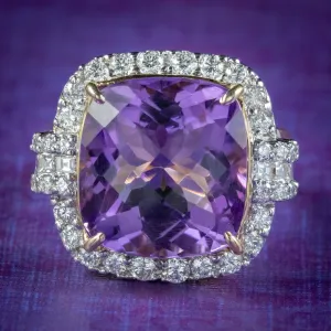 Vintage Amethyst Diamond Cocktail Ring 12ct Amethyst