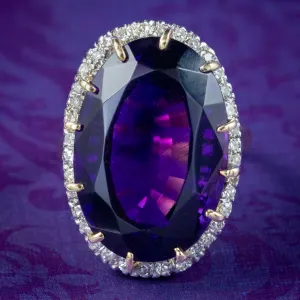 Vintage Amethyst Diamond Cocktail Ring 15ct Amethyst