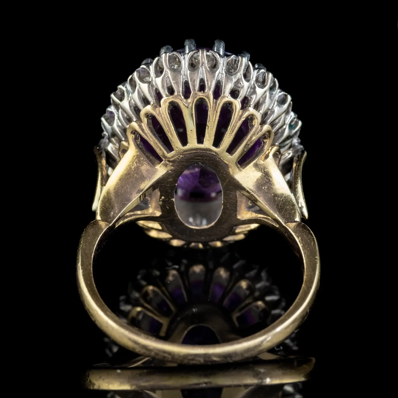 Vintage Amethyst Diamond Cocktail Ring 18ct Gold 12ct Amethyst Circa 1980