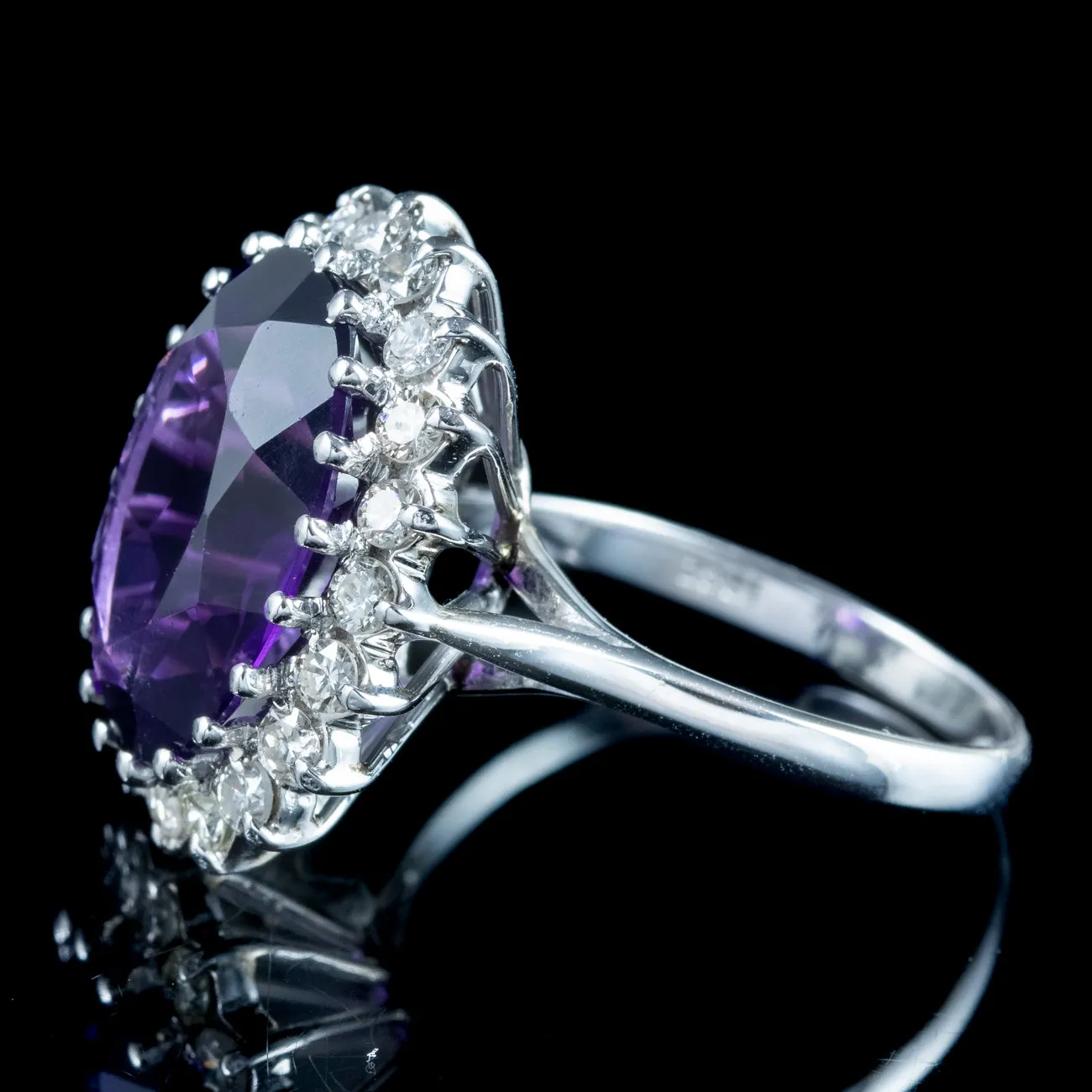 Vintage Amethyst Diamond Cocktail Ring 7ct Amethyst