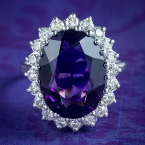 Vintage Amethyst Diamond Cocktail Ring 7ct Amethyst