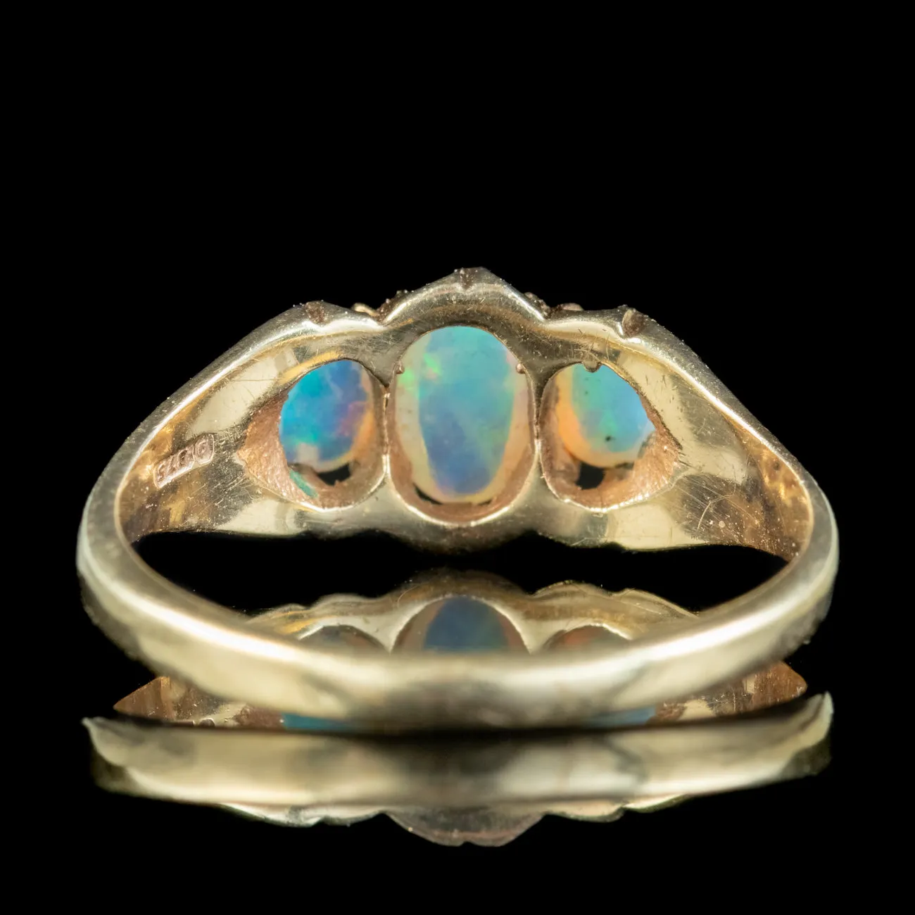 Vintage Opal Trilogy Ring 0.80ct Total Dated 1958