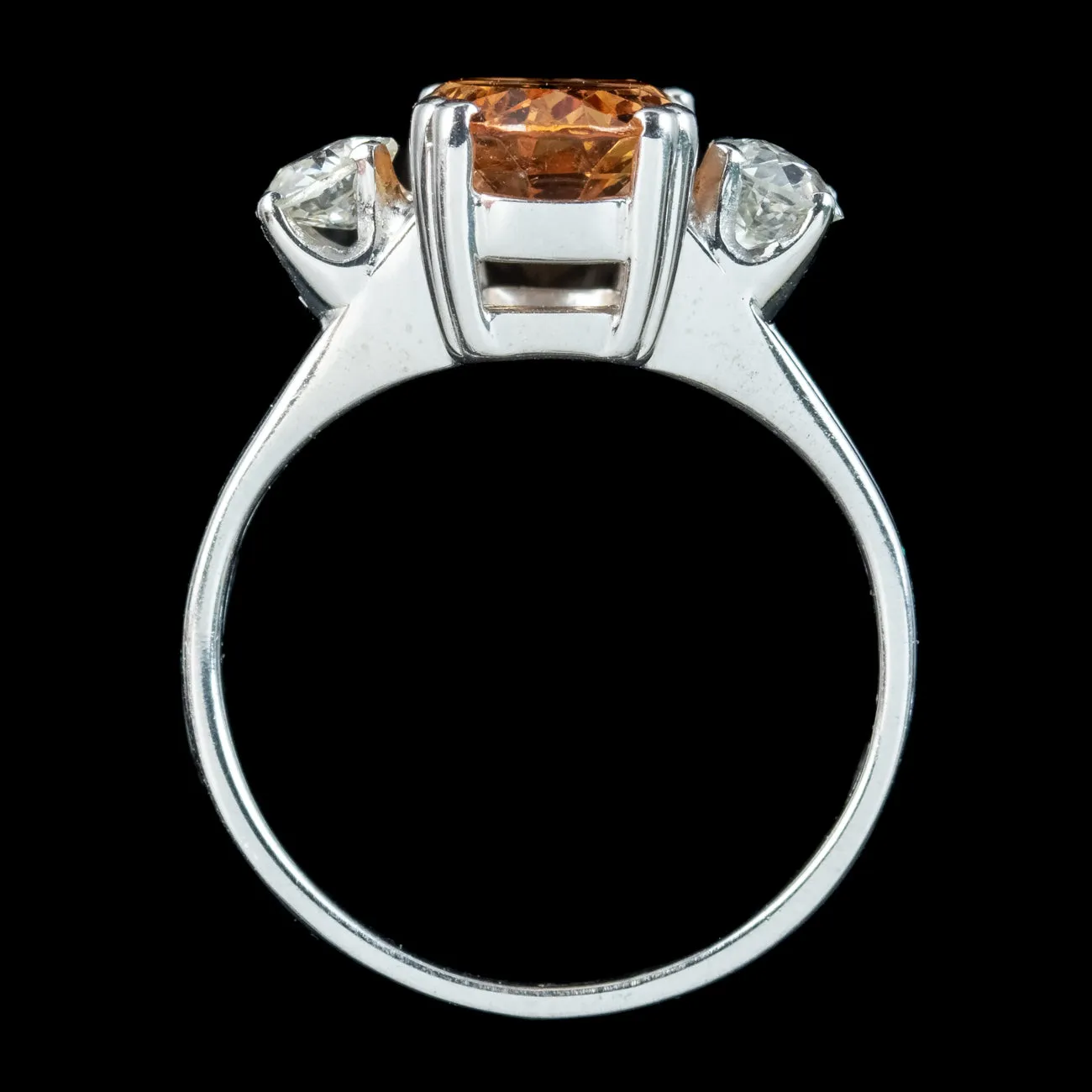 Vintage Orange Topaz Diamond Trilogy Ring 3.25ct Topaz