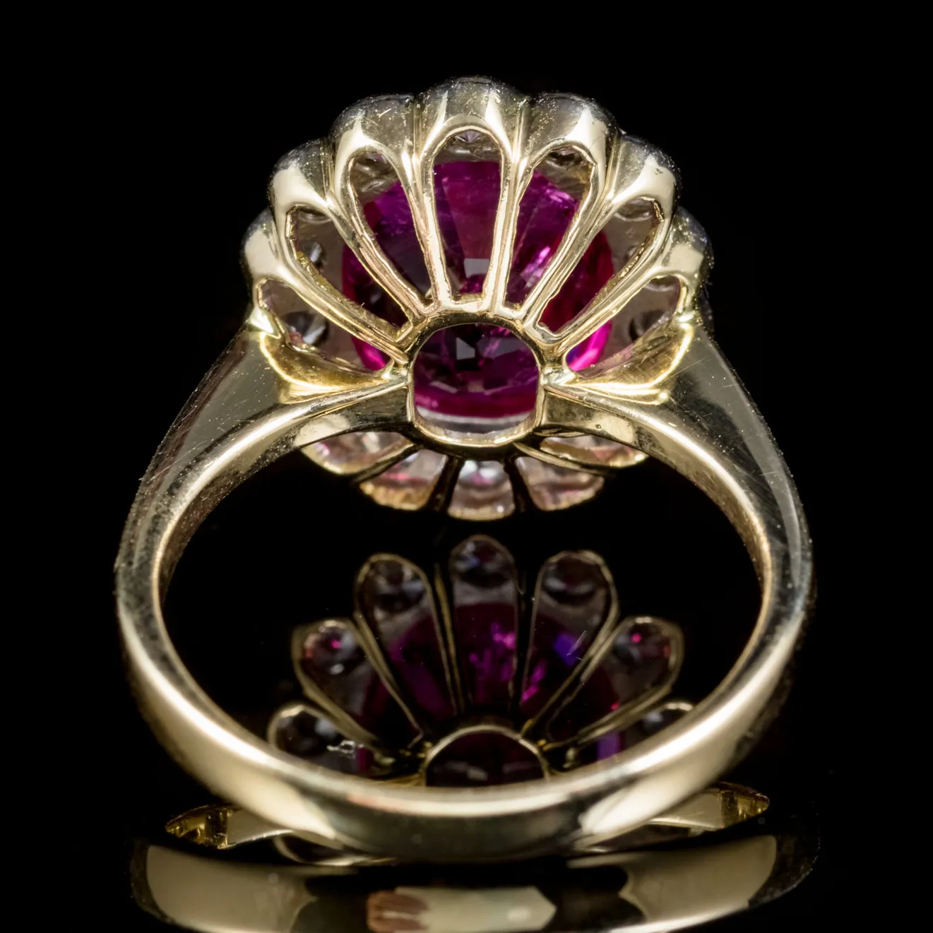 Vintage Pink Tourmaline Diamond Ring 18Ct Gold Circa 1970