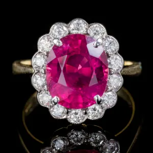 Vintage Pink Tourmaline Diamond Ring 18Ct Gold Circa 1970