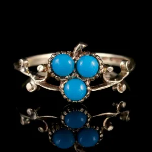 Vintage Turquoise Ring 9Ct Gold Shamrock