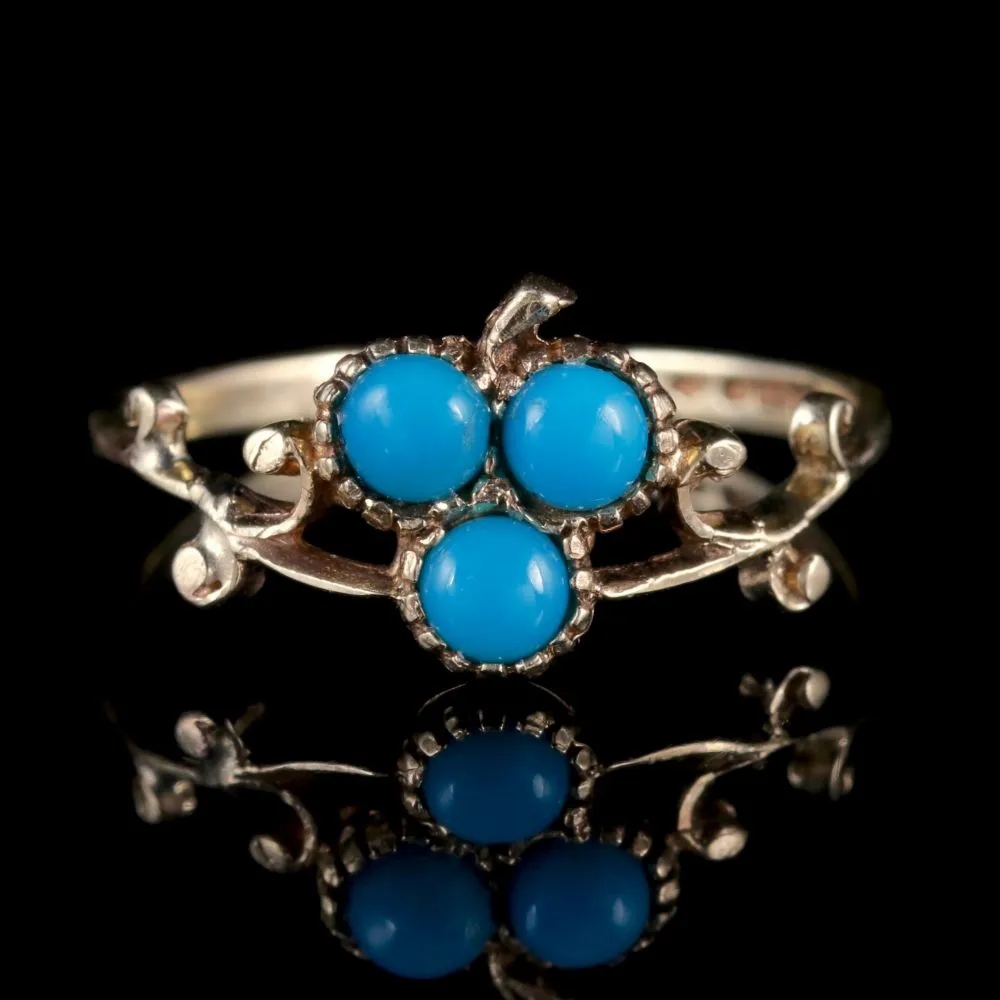 Vintage Turquoise Ring 9Ct Gold Shamrock