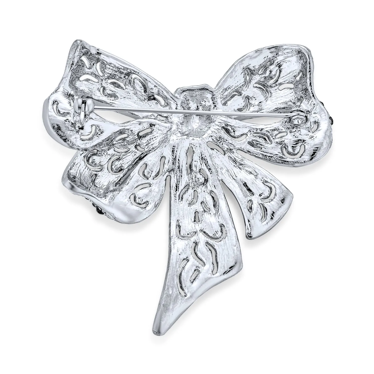 Winter Wedding Aqua Crystal Bridal Fashion Statement Brooch Pin Silver Plated