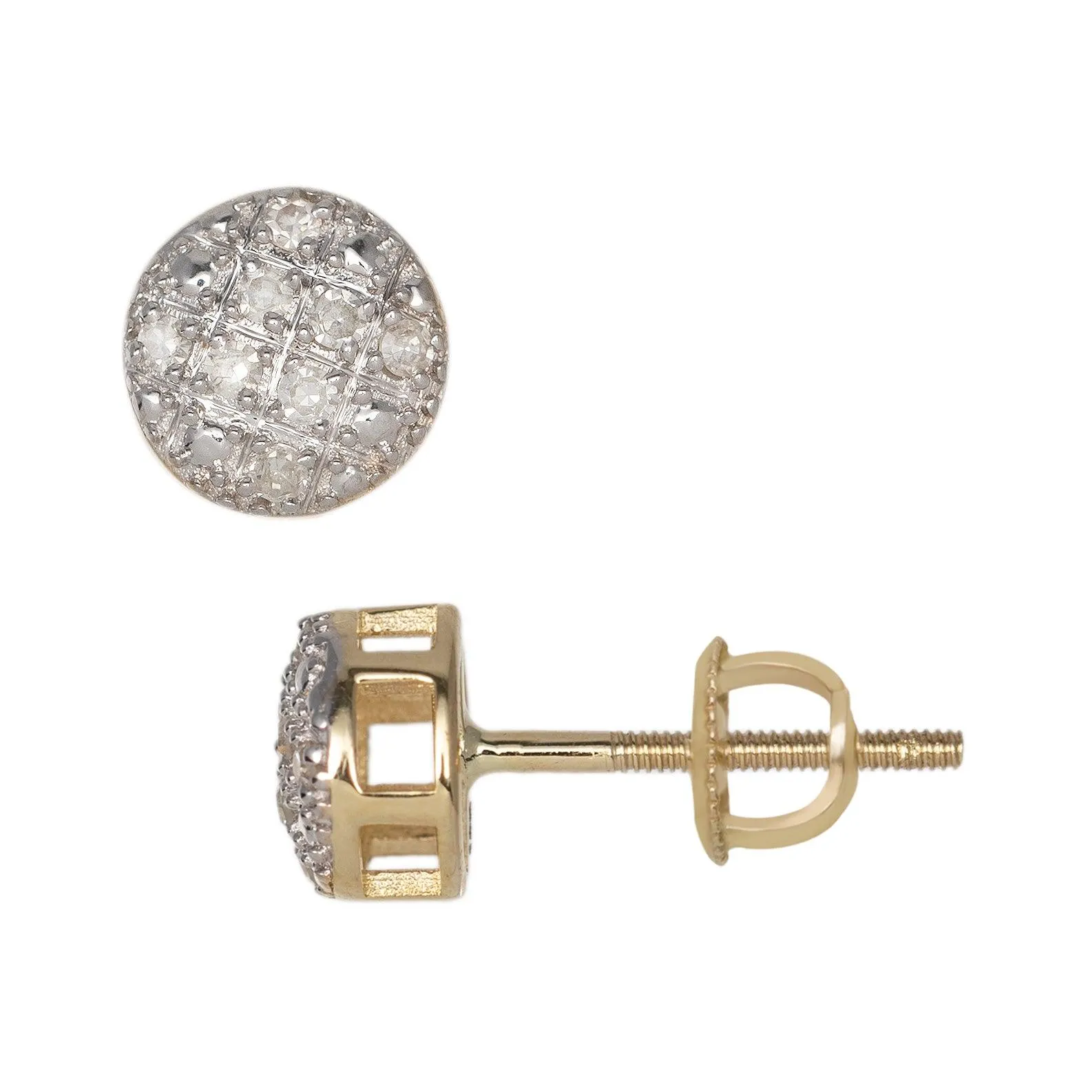 Women's Micro-Pavé Round Diamond Stud Earrings 0.09ct 10K Yellow Gold