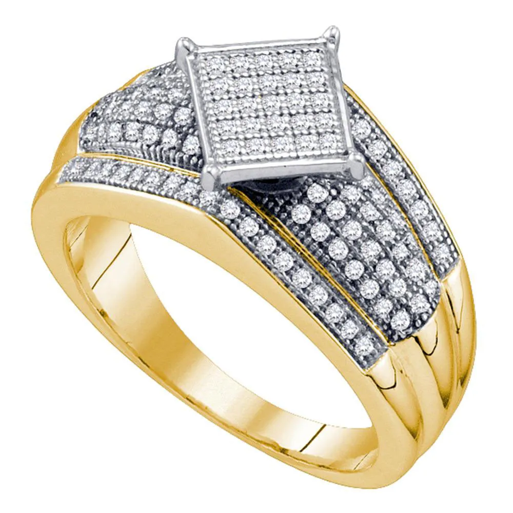 Womens Round Diamond Elevated Square Cluster Ring 1/3 Cttw