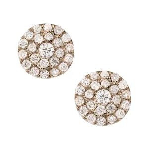 Women's Round Halo Cluster Diamond Stud Earrings 0.8ct 14K Yellow Gold