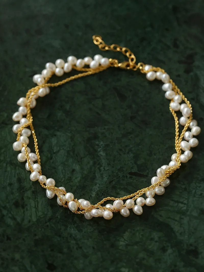 Wrapped Chain Wheat Ear Pearl Necklaces