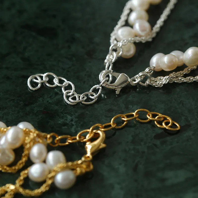 Wrapped Chain Wheat Ear Pearl Necklaces